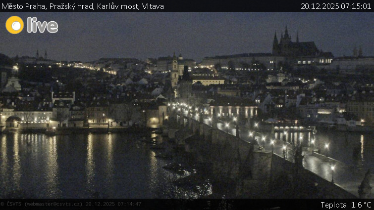 Město Praha - Pražský hrad, Karlův most, Vltava - 20.12.2025 v 07:15