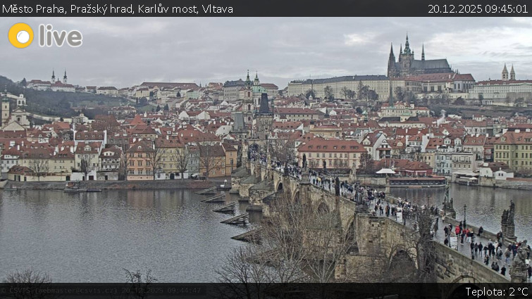 Město Praha - Pražský hrad, Karlův most, Vltava - 20.12.2025 v 09:45