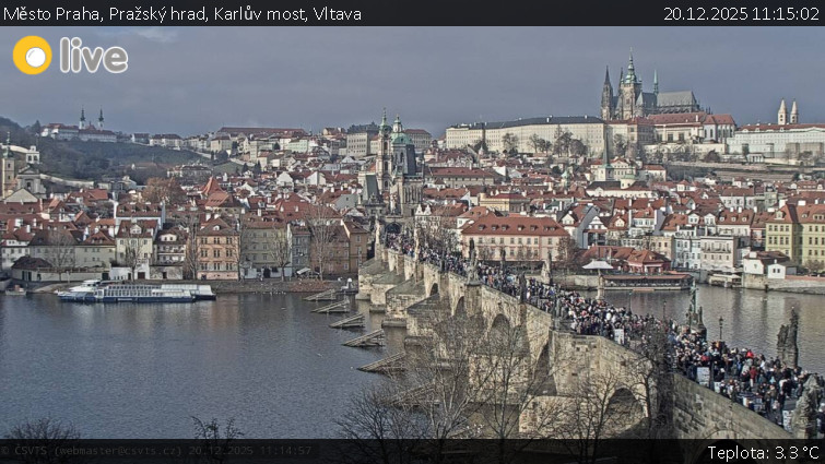 Město Praha - Pražský hrad, Karlův most, Vltava - 20.12.2025 v 11:15