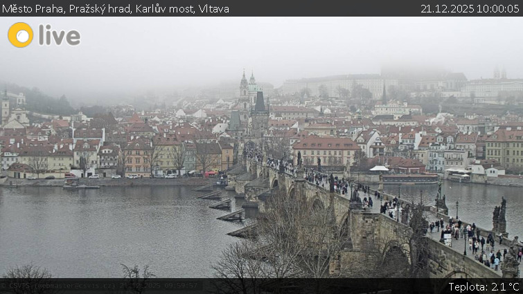 Město Praha - Pražský hrad, Karlův most, Vltava - 21.12.2025 v 10:00