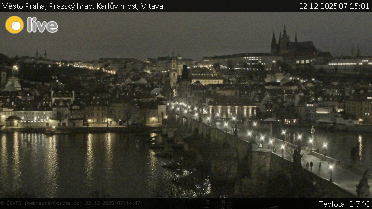 Město Praha - Pražský hrad, Karlův most, Vltava - 22.12.2025 v 07:15
