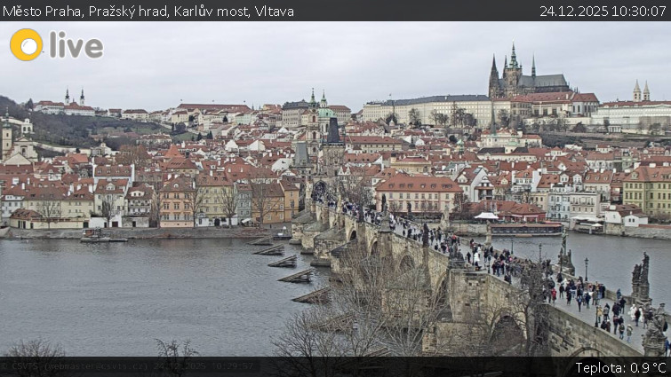 Město Praha - Pražský hrad, Karlův most, Vltava - 24.12.2025 v 10:30
