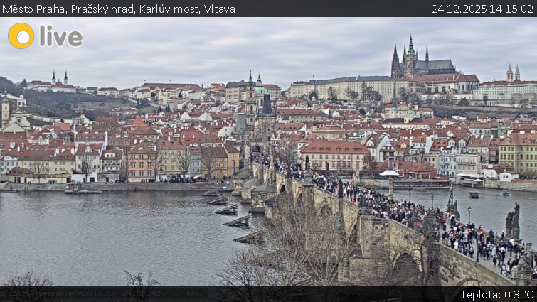 Město Praha - Pražský hrad, Karlův most, Vltava - 24.12.2025 v 14:15