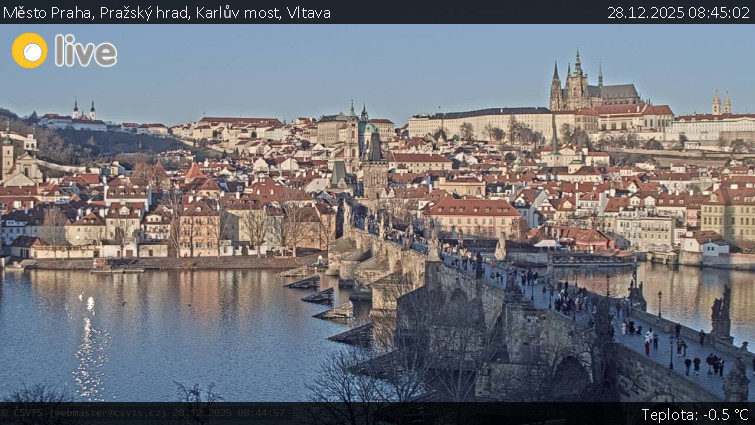 Město Praha - Pražský hrad, Karlův most, Vltava - 28.12.2025 v 08:45