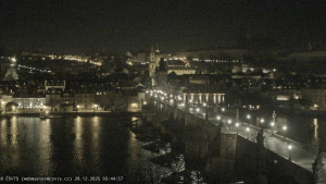 Město Praha - Pražský hrad, Karlův most, Vltava - 29.12.2025 v 03:45 Město Praha - Pražský hrad, Karlův most, Vltava - 29.12.2025 v 03:45