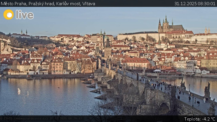 Město Praha - Pražský hrad, Karlův most, Vltava - 31.12.2025 v 08:30