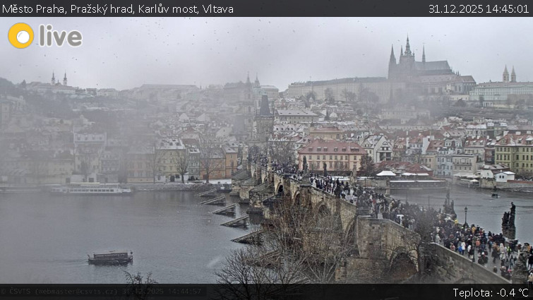 Město Praha - Pražský hrad, Karlův most, Vltava - 31.12.2025 v 14:45