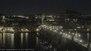 Město Praha - Pražský hrad, Karlův most, Vltava - 5.1.2026 v 02:45 Město Praha - Pražský hrad, Karlův most, Vltava - 5.1.2026 v 02:45