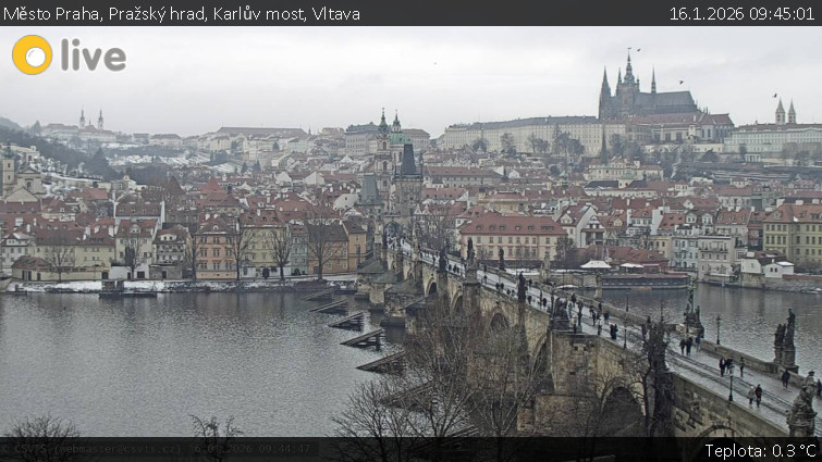 Město Praha - Pražský hrad, Karlův most, Vltava - 16.1.2026 v 09:45
