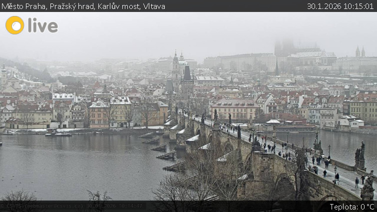 Město Praha - Pražský hrad, Karlův most, Vltava - 30.1.2026 v 10:15