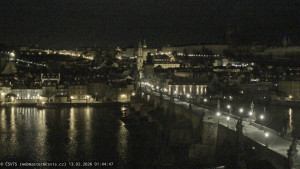 Město Praha - Pražský hrad, Karlův most, Vltava - 13.2.2026 v 01:45