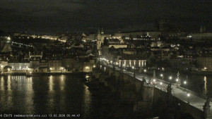Město Praha - Pražský hrad, Karlův most, Vltava - 13.2.2026 v 05:45