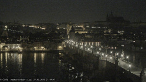 Město Praha - Pražský hrad, Karlův most, Vltava - 27.2.2026 v 01:45