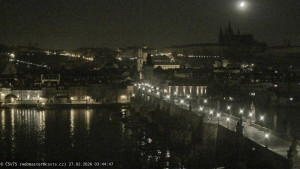 Město Praha - Pražský hrad, Karlův most, Vltava - 27.2.2026 v 03:45