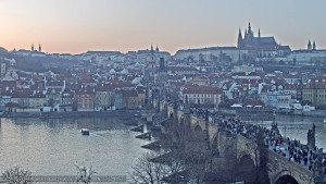 Město Praha - Pražský hrad, Karlův most, Vltava - 27.2.2026 v 17:30