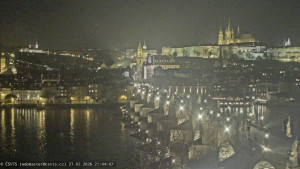 Město Praha - Pražský hrad, Karlův most, Vltava - 27.2.2026 v 21:45
