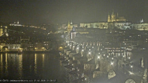 Město Praha - Pražský hrad, Karlův most, Vltava - 27.2.2026 v 22:00