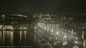 Město Praha - Pražský hrad, Karlův most, Vltava - 17.3.2026 v 00:45