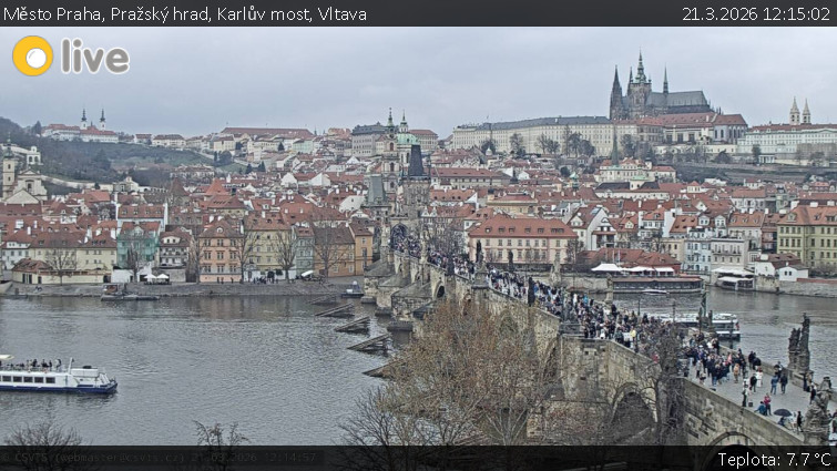 Město Praha - Pražský hrad, Karlův most, Vltava - 21.3.2026 v 12:15
