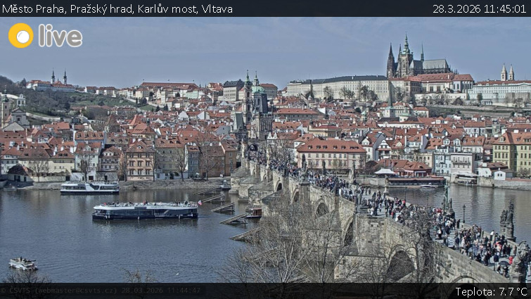 Město Praha - Pražský hrad, Karlův most, Vltava - 28.3.2026 v 11:45