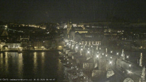 Město Praha - Pražský hrad, Karlův most, Vltava - 30.3.2026 v 00:45