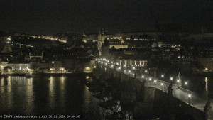 Město Praha - Pražský hrad, Karlův most, Vltava - 30.3.2026 v 04:45