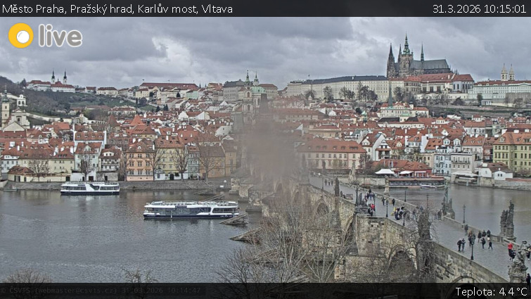 Město Praha - Pražský hrad, Karlův most, Vltava - 31.3.2026 v 10:15