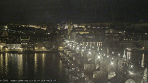 Město Praha - Pražský hrad, Karlův most, Vltava - 5.4.2026 v 00:30