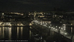Město Praha - Pražský hrad, Karlův most, Vltava - 5.4.2026 v 03:00