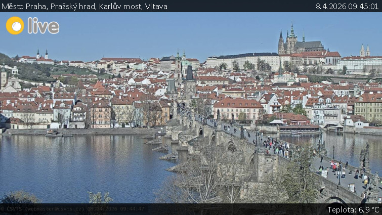Město Praha - Pražský hrad, Karlův most, Vltava - 8.4.2026 v 09:45
