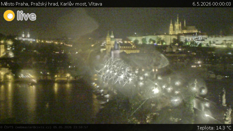 Město Praha - Pražský hrad, Karlův most, Vltava - 6.5.2026 v 00:00