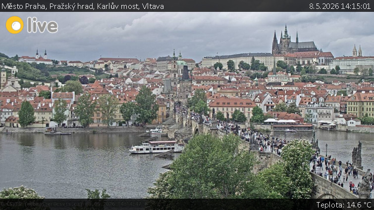 Město Praha - Pražský hrad, Karlův most, Vltava - 8.5.2026 v 14:15