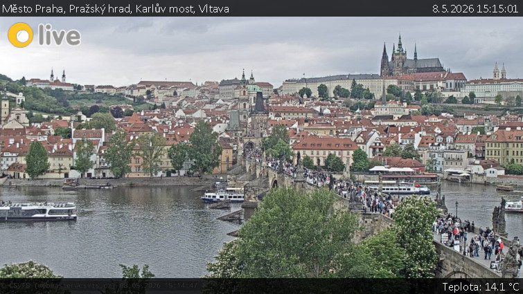 Město Praha - Pražský hrad, Karlův most, Vltava - 8.5.2026 v 15:15