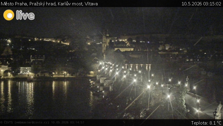 Město Praha - Pražský hrad, Karlův most, Vltava - 10.5.2026 v 03:15
