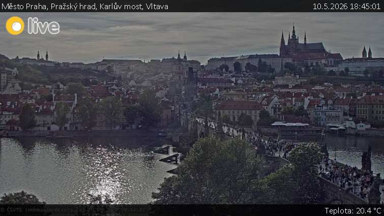 Město Praha - Pražský hrad, Karlův most, Vltava - 10.5.2026 v 18:45