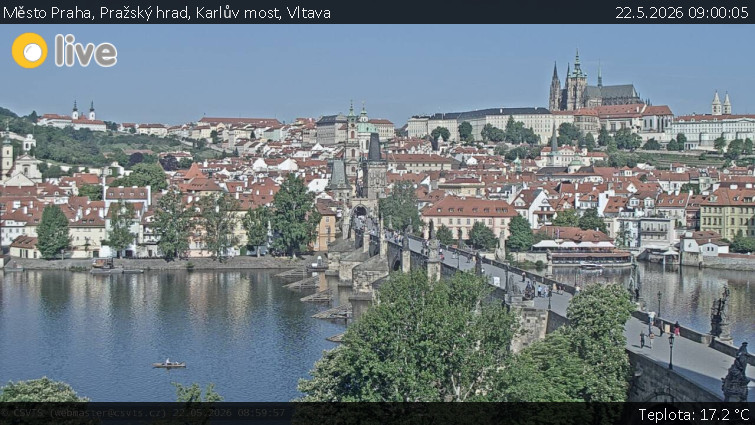 Město Praha - Pražský hrad, Karlův most, Vltava - 22.5.2026 v 09:00