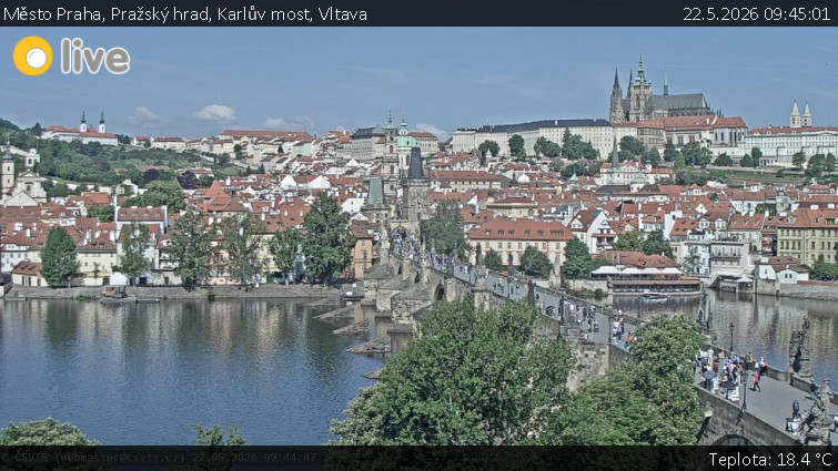 Město Praha - Pražský hrad, Karlův most, Vltava - 22.5.2026 v 09:45