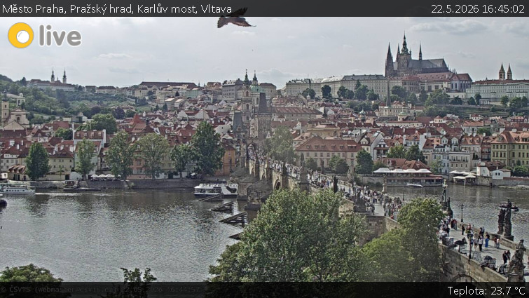 Město Praha - Pražský hrad, Karlův most, Vltava - 22.5.2026 v 16:45