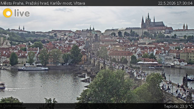 Město Praha - Pražský hrad, Karlův most, Vltava - 22.5.2026 v 17:30