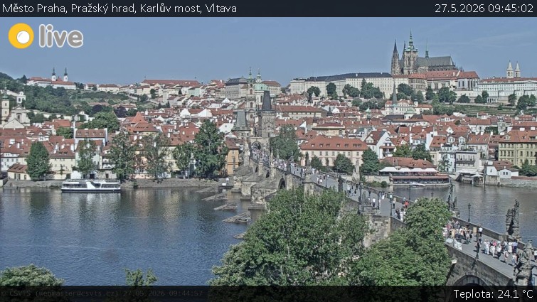 Město Praha - Pražský hrad, Karlův most, Vltava - 27.5.2026 v 09:45