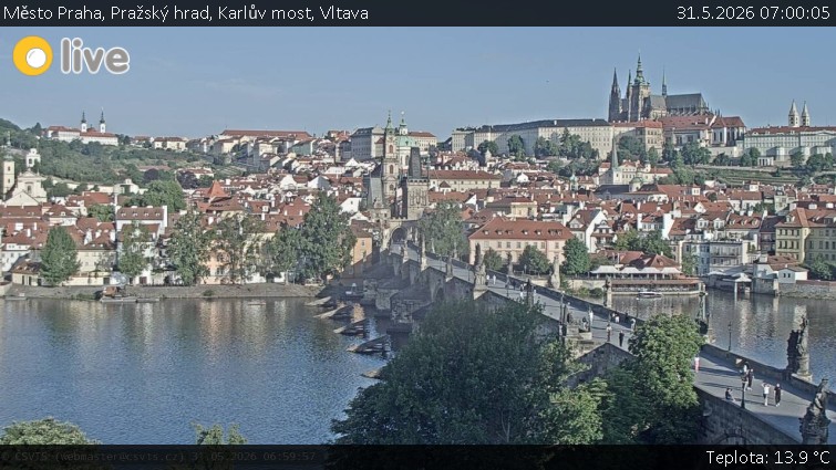 Město Praha - Pražský hrad, Karlův most, Vltava - 31.5.2026 v 07:00