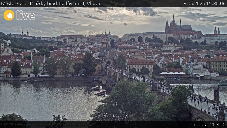 Město Praha - Pražský hrad, Karlův most, Vltava - 31.5.2026 v 19:30