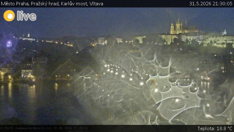 Město Praha - Pražský hrad, Karlův most, Vltava - 31.5.2026 v 21:30
