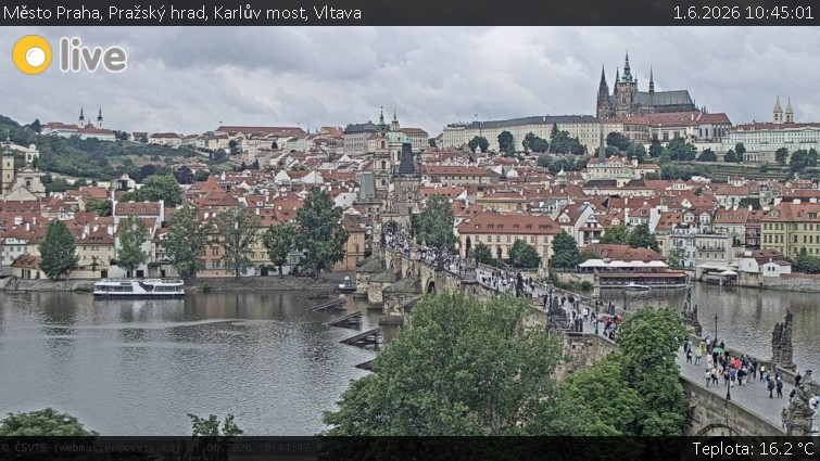 Město Praha - Pražský hrad, Karlův most, Vltava - 1.6.2026 v 10:45