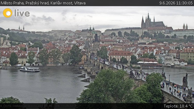 Město Praha - Pražský hrad, Karlův most, Vltava - 9.6.2026 v 11:30