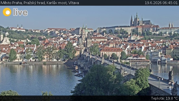 Město Praha - Pražský hrad, Karlův most, Vltava - 19.6.2026 v 06:45