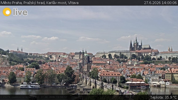 Město Praha - Pražský hrad, Karlův most, Vltava - 27.6.2026 v 14:00
