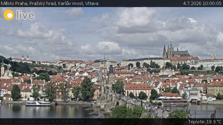 Město Praha - Pražský hrad, Karlův most, Vltava - 4.7.2026 v 10:00