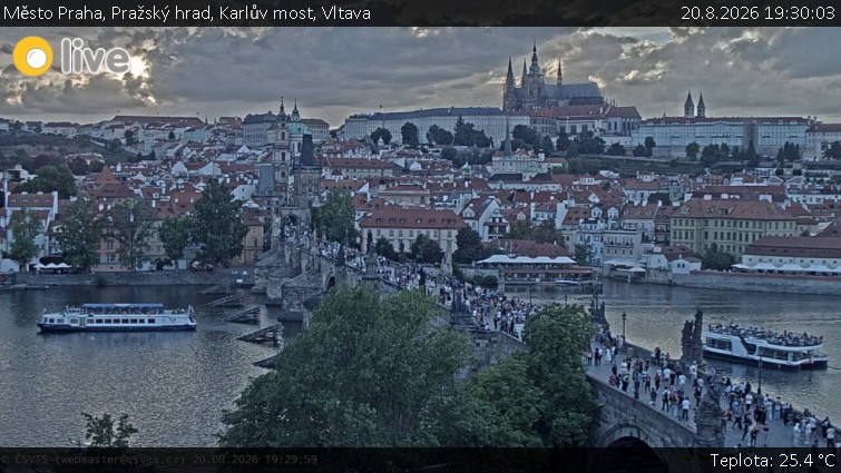 Město Praha - Pražský hrad, Karlův most, Vltava - 20.8.2026 v 19:30