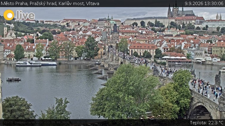 Město Praha - Pražský hrad, Karlův most, Vltava - 9.9.2026 v 13:30